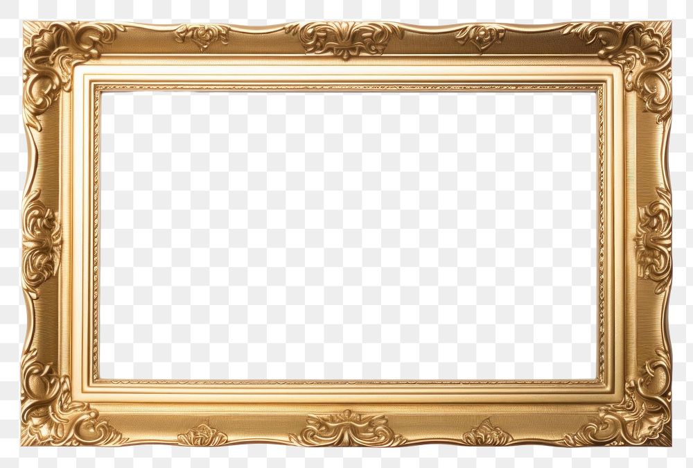 PNG Blank golden picture frame white background architecture rectangle.