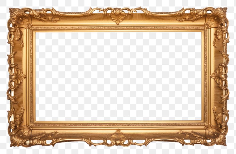 PNG Blank golden picture frame white background architecture rectangle.