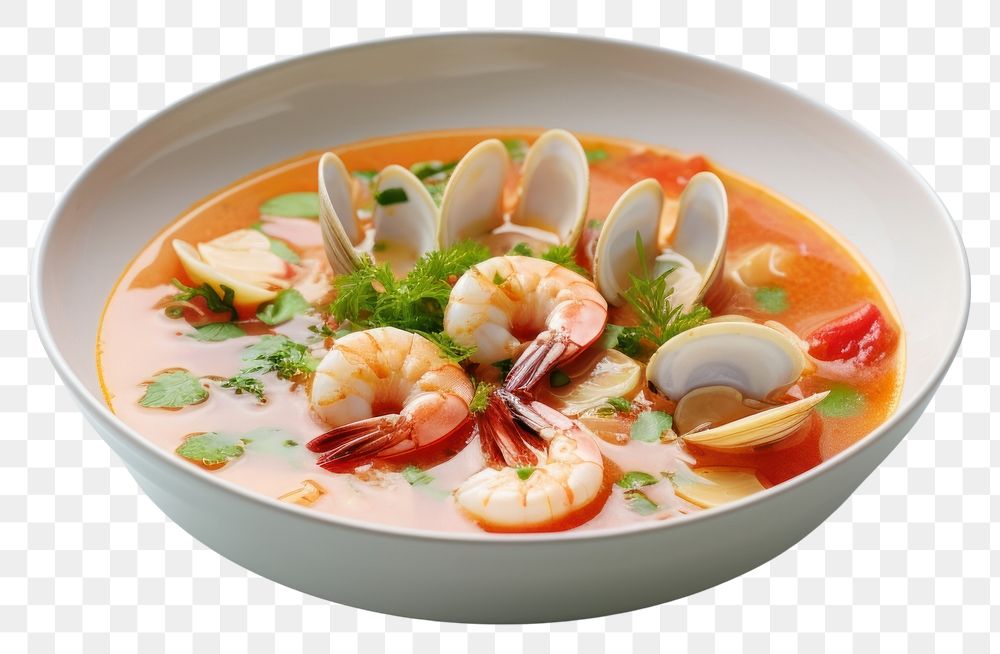PNG  Seafood seafood soup plate. AI generated Image by rawpixel.