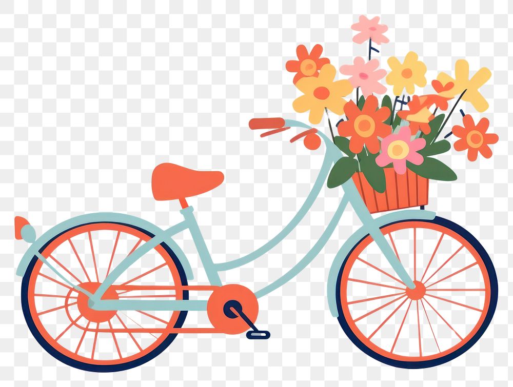 PNG  Bike carrying flowers vehicle bicycle wheel. AI generated Image by rawpixel.