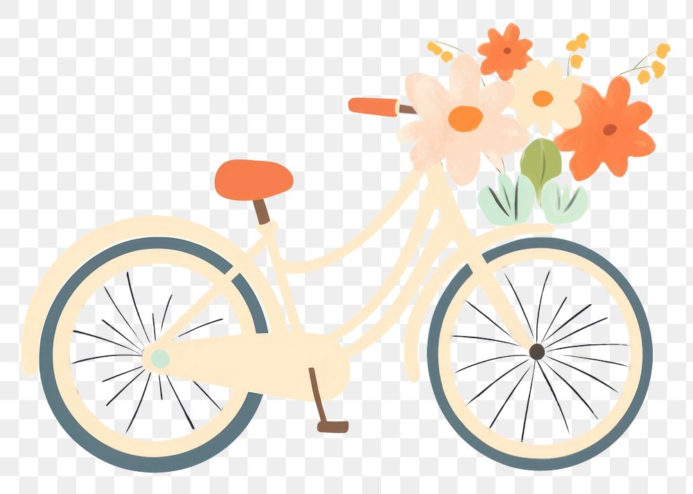 PNG  Bike carrying flowers bicycle vehicle wheel. AI generated Image by rawpixel.