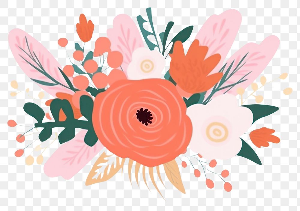PNG  Bridal bouquet backgrounds pattern drawing. AI generated Image by rawpixel.