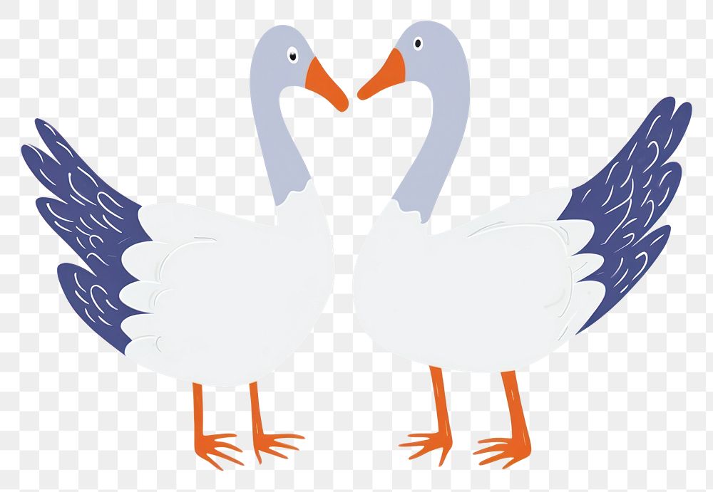 PNG  Goose falling in love drawing animal bird. AI generated Image by rawpixel.