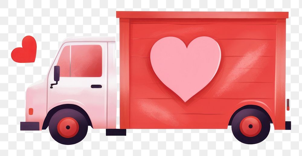 PNG  Heart truck vehicle white background transportation. AI generated Image by rawpixel.