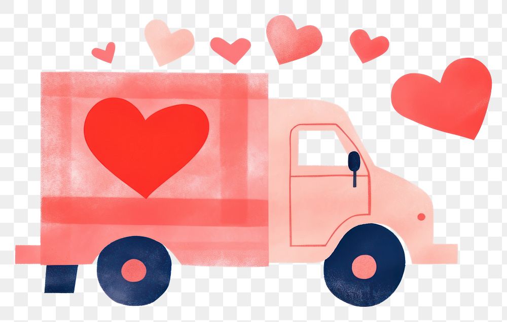 PNG  Heart truck vehicle transportation semi-truck. AI generated Image by rawpixel.