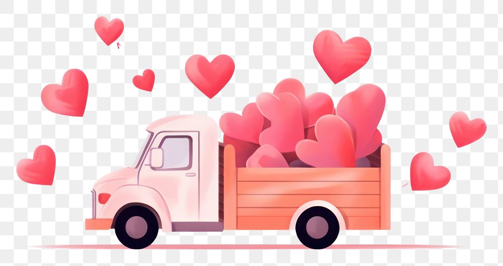 PNG  Truck carrying heart vehicle transportation semi-truck. AI generated Image by rawpixel.