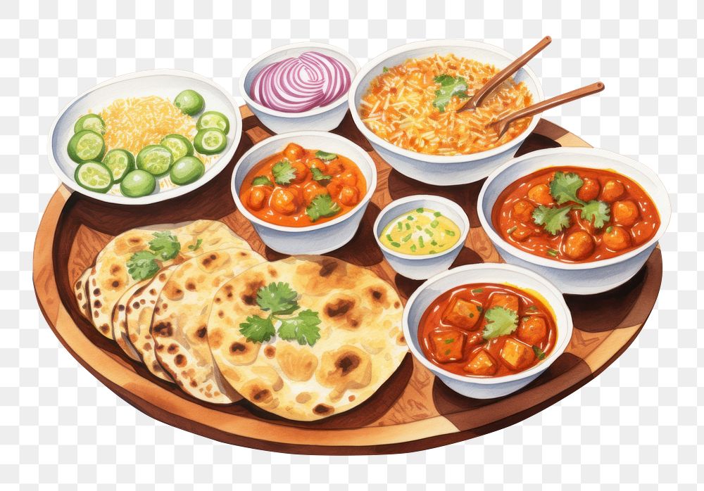 PNG  Indian food lunch meal dish. AI generated Image by rawpixel.
