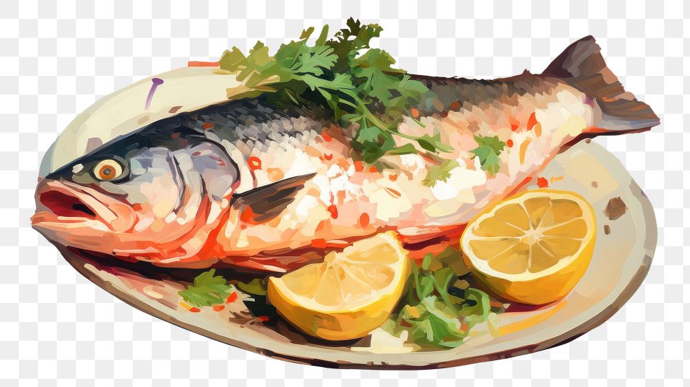 PNG  Seafood staek seafood painting animal. AI generated Image by rawpixel.