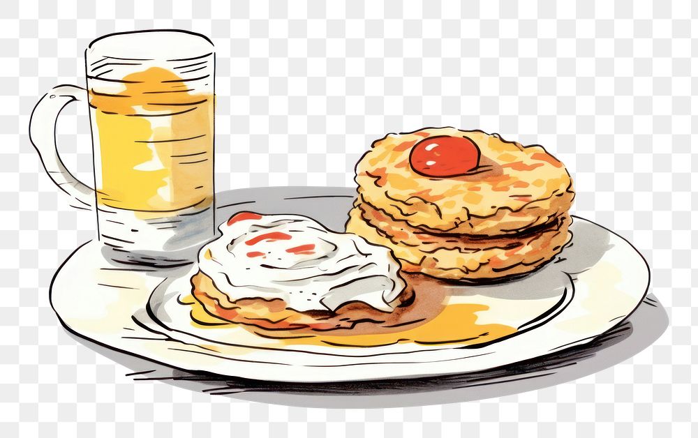 PNG  Breakfast pancake bread plate.