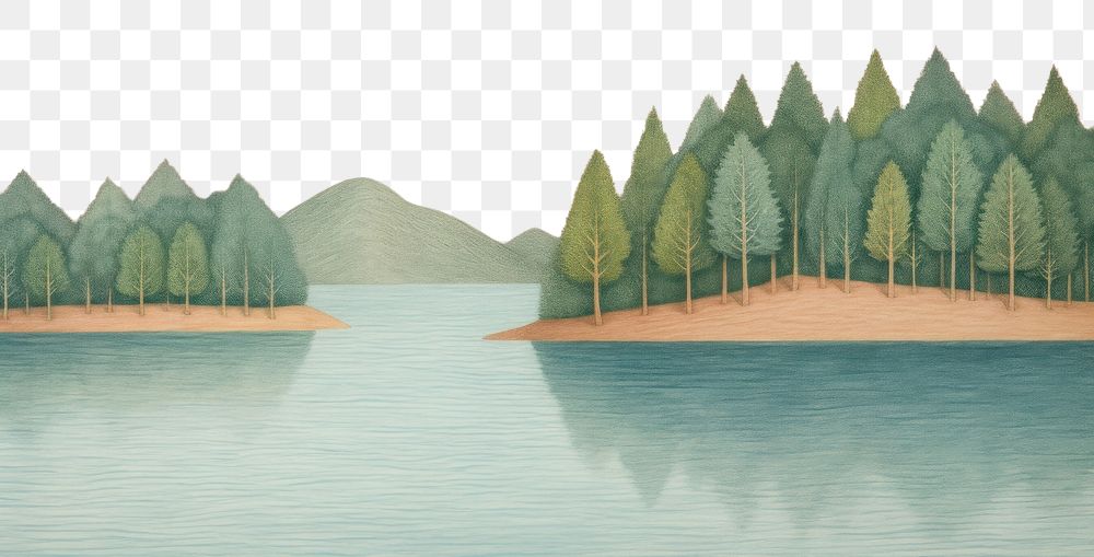 PNG Lake in the valley landscape outdoors painting. AI generated Image by rawpixel.