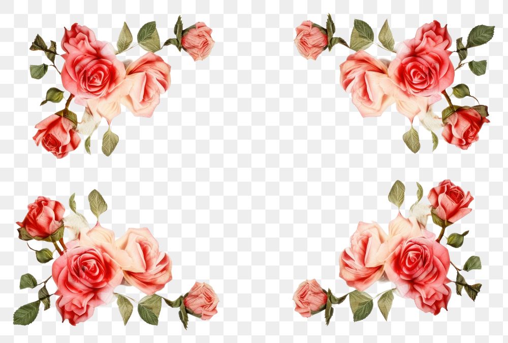 PNG Red roses border frame pattern flower petal.