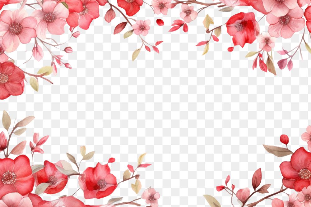 PNG Red flower border frame backgrounds pattern petal.