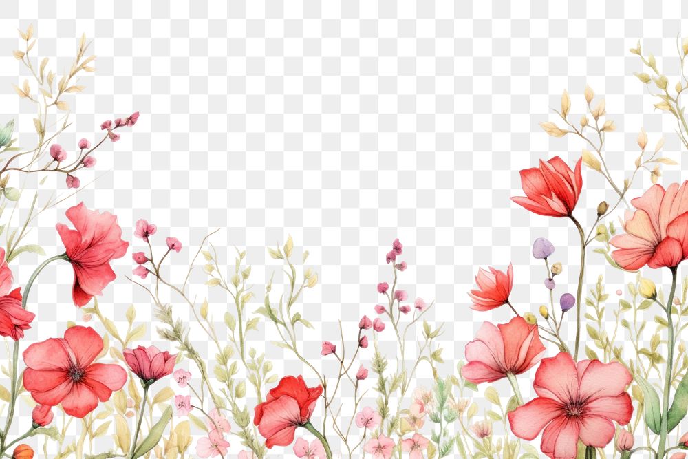 PNG Red flower border frame backgrounds blossom pattern.
