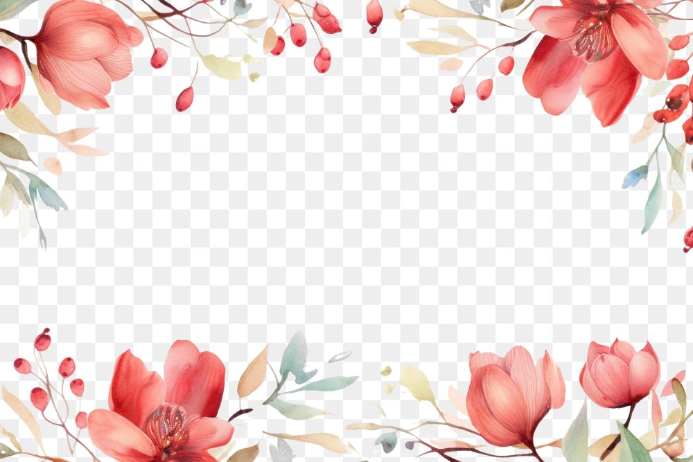 PNG Red flower border frame backgrounds pattern plant.