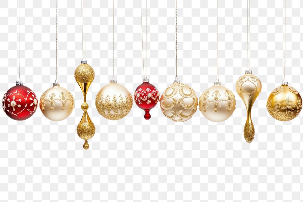 PNG Christmas ornaments hanging order gold.