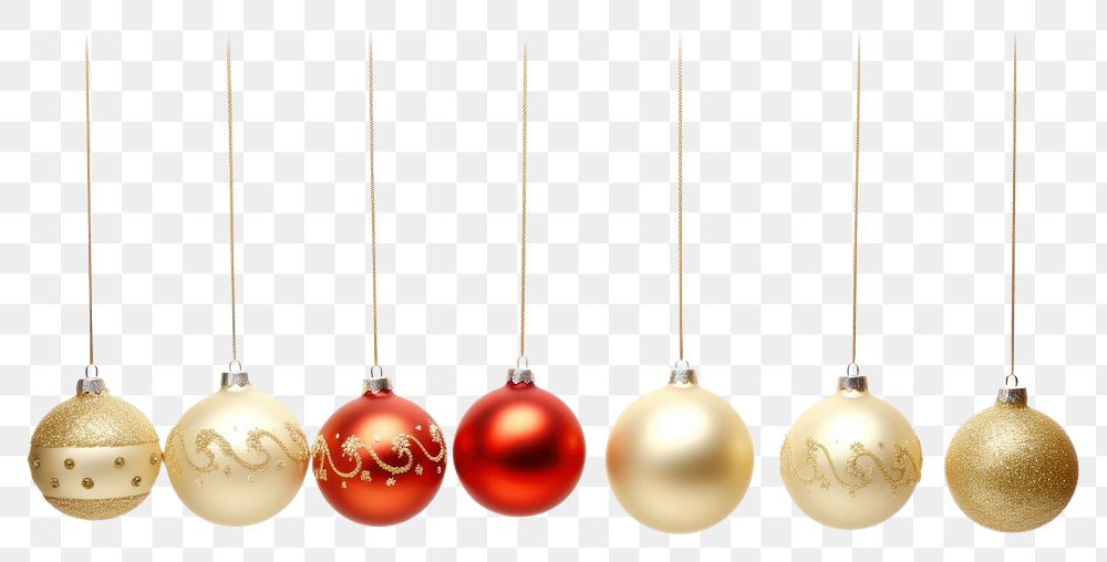 PNG Christmas ornaments hanging red white background.