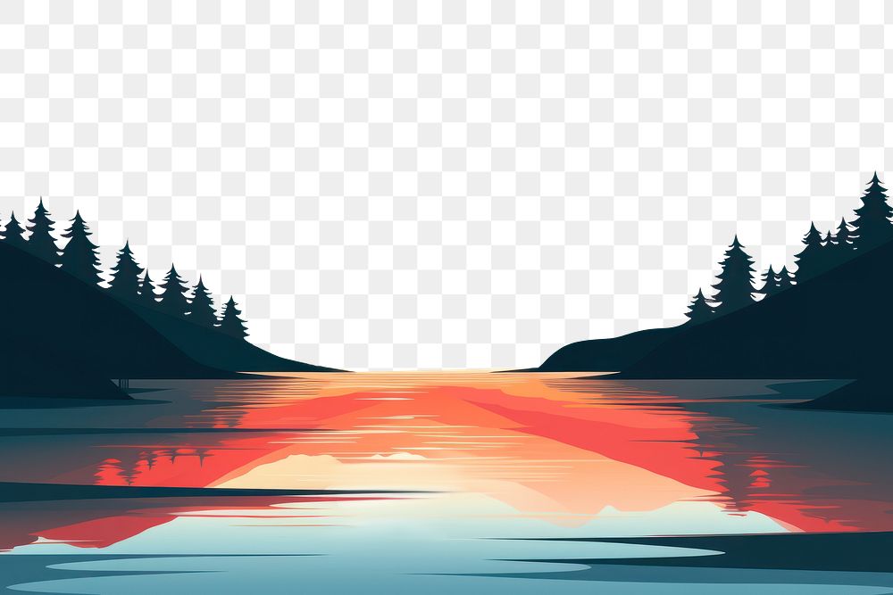PNG  Lake sunset landscape sunlight. AI generated Image by rawpixel.