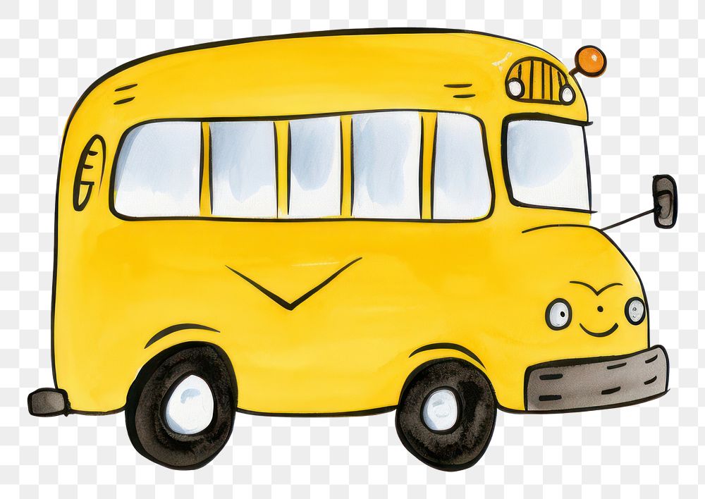 PNG  Yellow school bus car vehicle cartoon. AI generated Image by rawpixel.