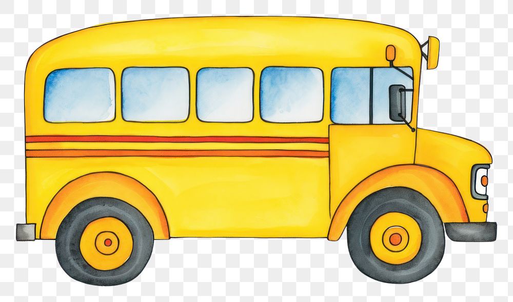 PNG  Yellow school bus car vehicle cartoon. AI generated Image by rawpixel.