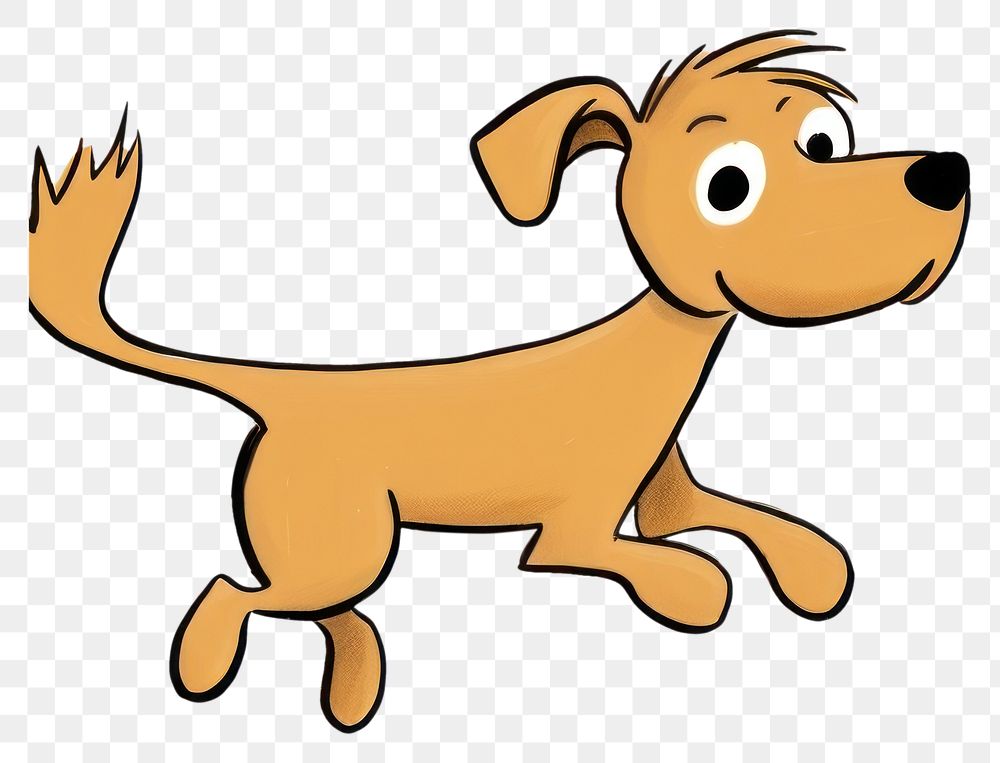 PNG Brown dog jumping cartoon drawing animal.