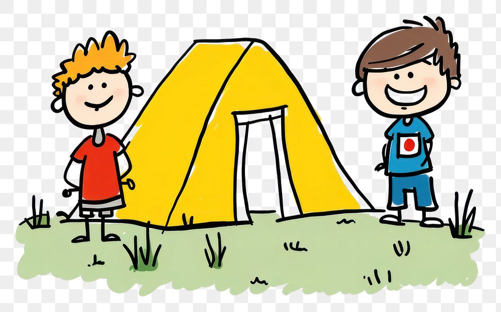 PNG Camping outdoors cartoon tent.