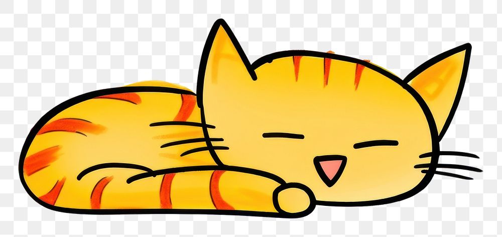 PNG Sleeping cat drawing cartoon animal.