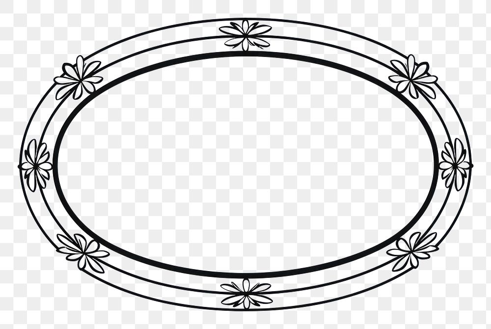 PNG  Oval shape frame black line.