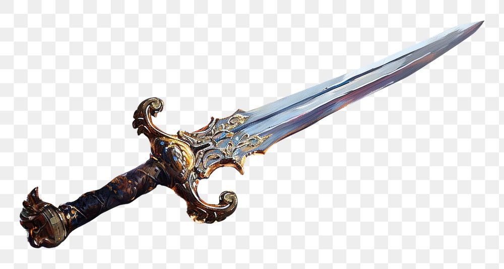 PNG Painting of an ornate sword dagger weapon knife.