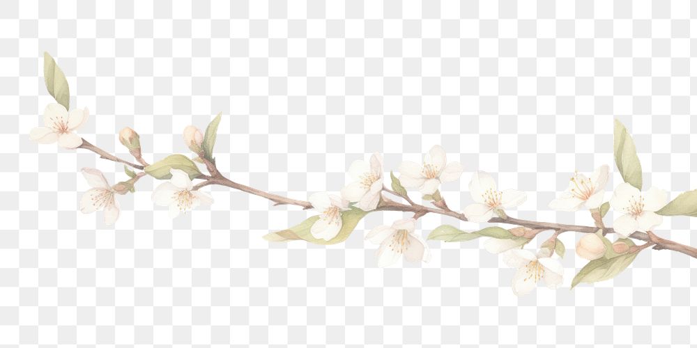 PNG Blossoms as divider watercolour illustration flower plant white.