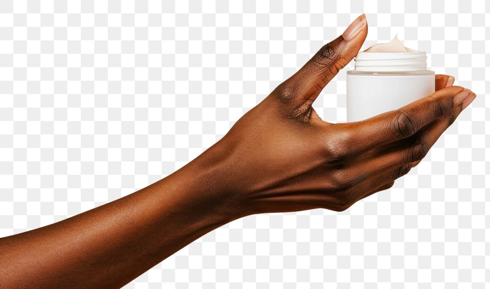 PNG Hand holding cream jar lighting finger adult.