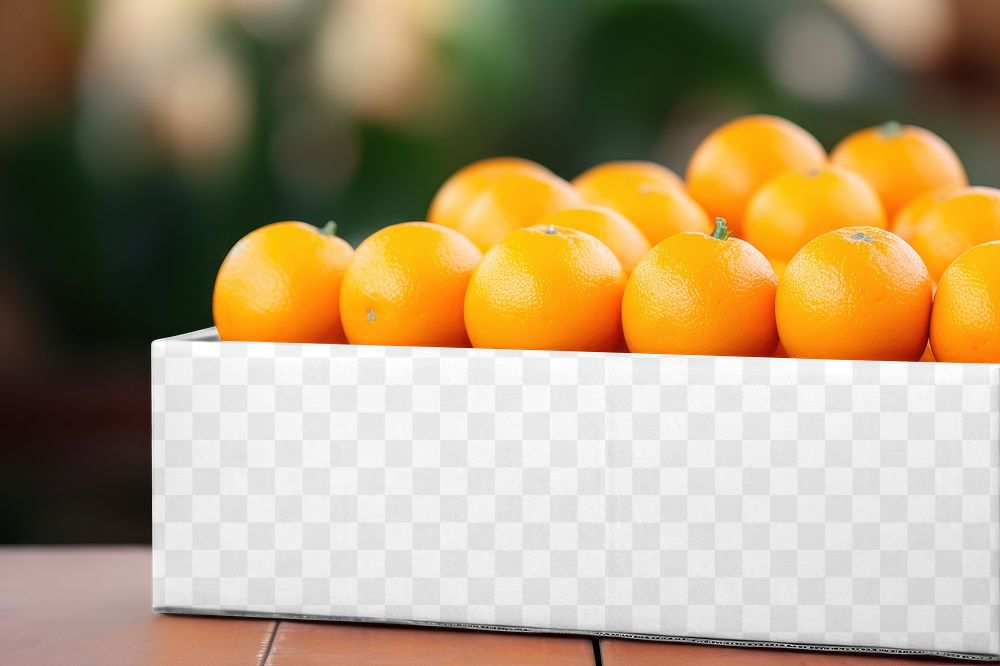 Orange fruit box png transparent mockup