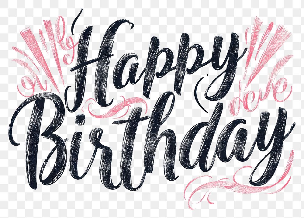 PNG Happy Birthday calligraphy birthday text. AI generated Image by rawpixel.