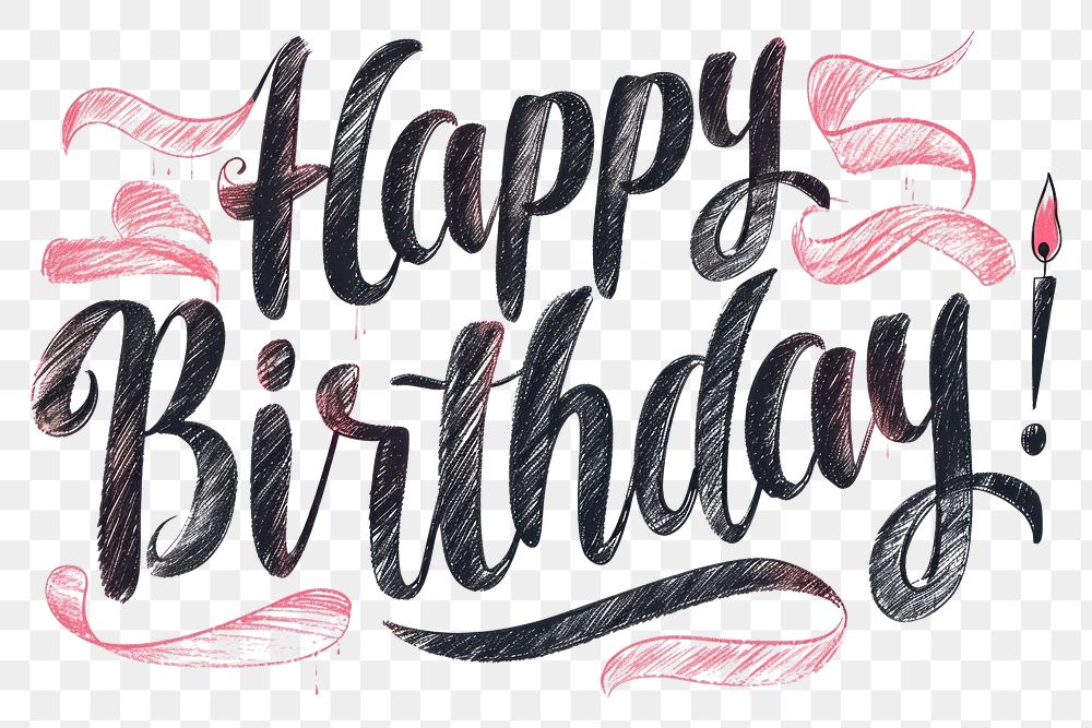 PNG Happy Birthday calligraphy birthday text