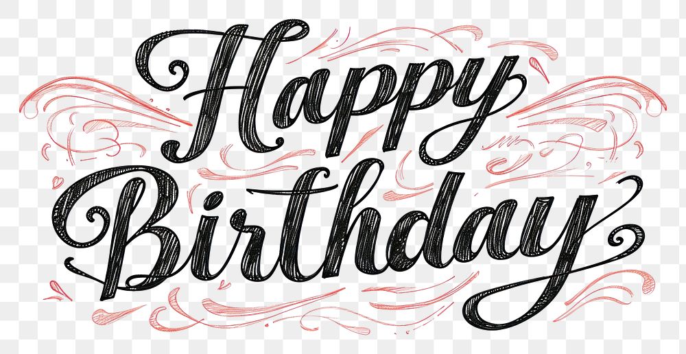 PNG Happy Birthday calligraphy text celebration. AI generated Image by rawpixel.