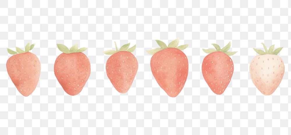 PNG Cute strawberries as divider watercolour illustration strawberry fruit plant.