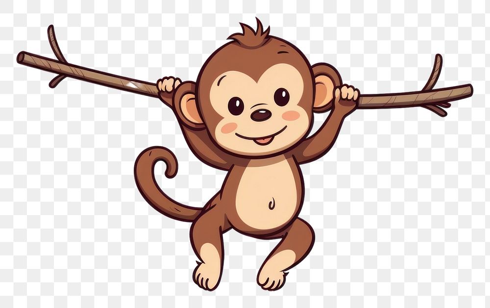 PNG Monkey swings branch cartoon | Free PNG - rawpixel