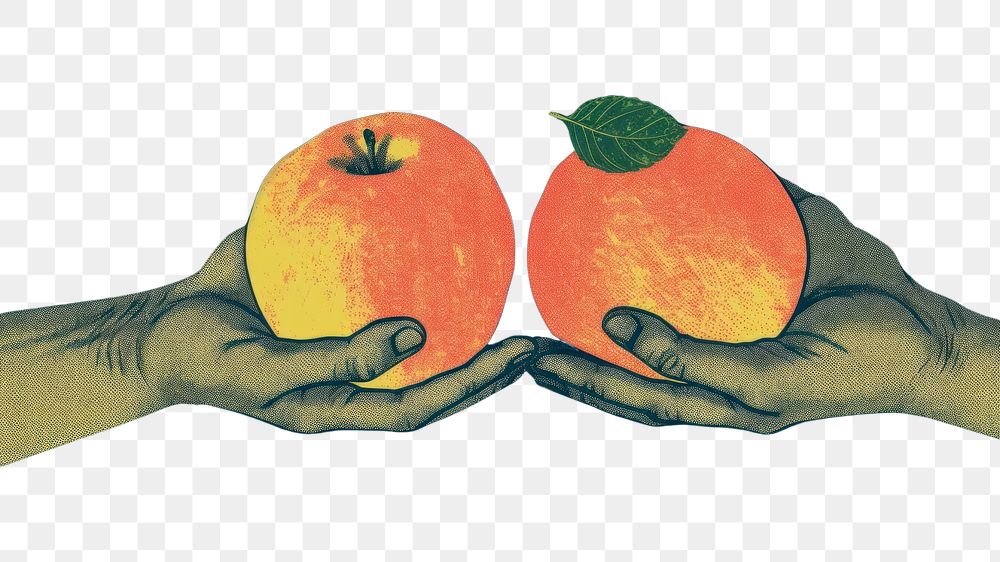 PNG  Fruit holding apple peach.