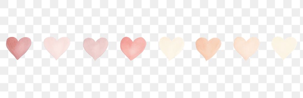 PNG Hearts as divider line watercolour illustration backgrounds white background celebration.