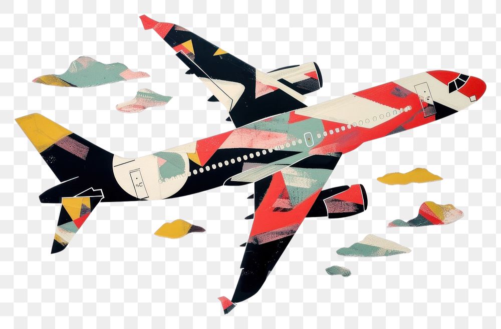PNG Cut paper collage with airplane art aircraft transportation