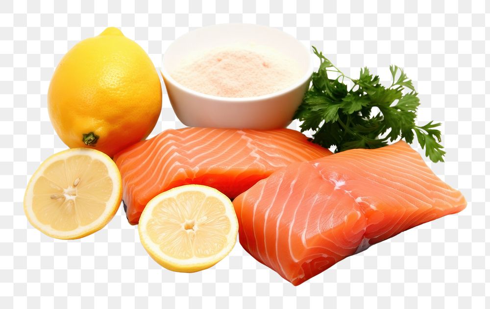 PNG Salmon croquettes ingredients salmon seafood lemon.