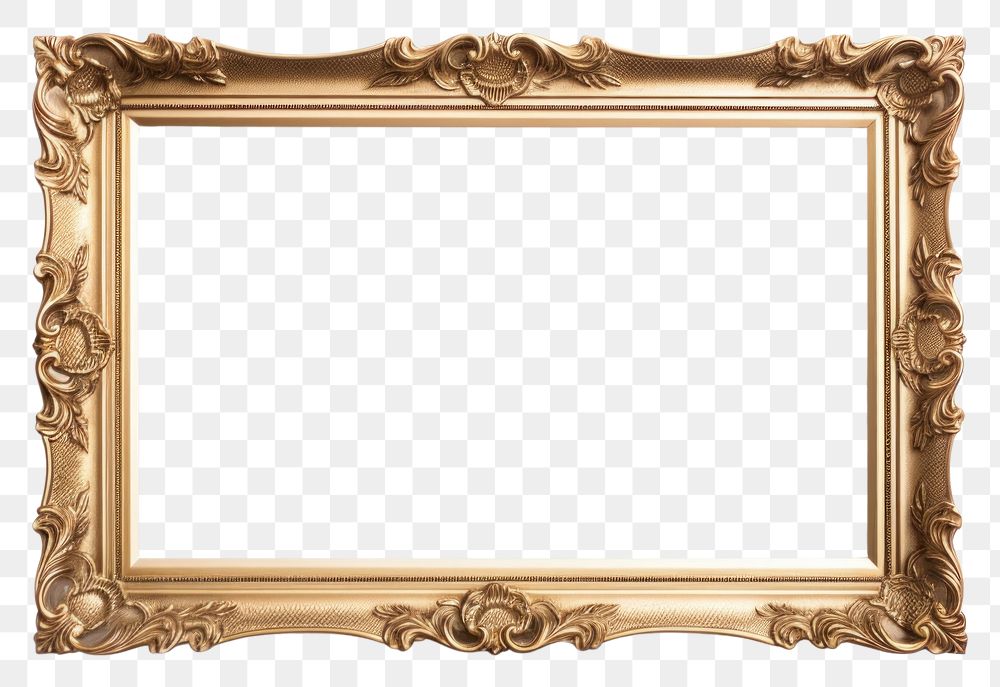 PNG Vintage gold frame white background architecture rectangle. AI generated Image by rawpixel.