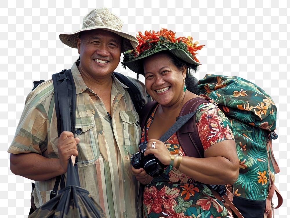 PNG Couple from Tonga camera portrait smiling.