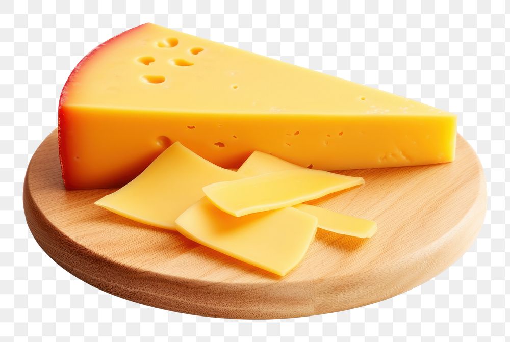 PNG Edam cheese sliced yellow food wood.