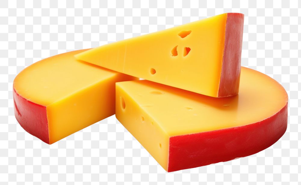PNG Edam cheese sliced yellow food red.