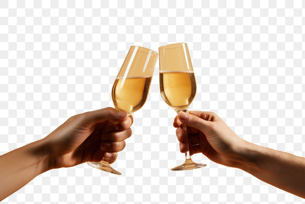 PNG Glass of champagne hand holding drink.