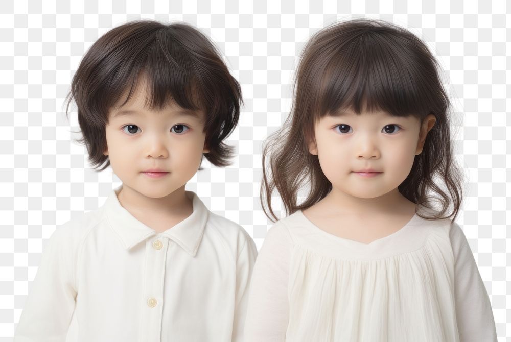 PNG Japanese little toddler boy and girl portrait people child.