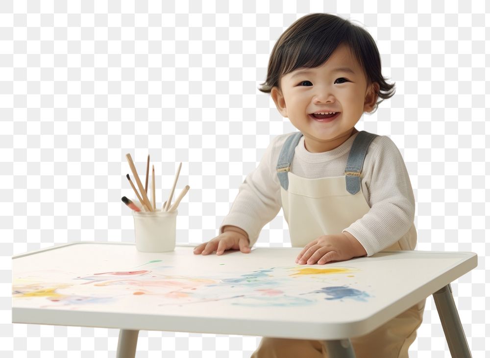 PNG Japanese little todler paint table baby.