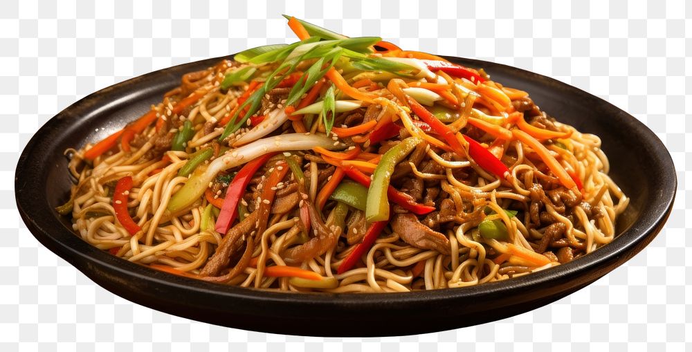 PNG  Yakisoba noodle pasta plate. AI generated Image by rawpixel.