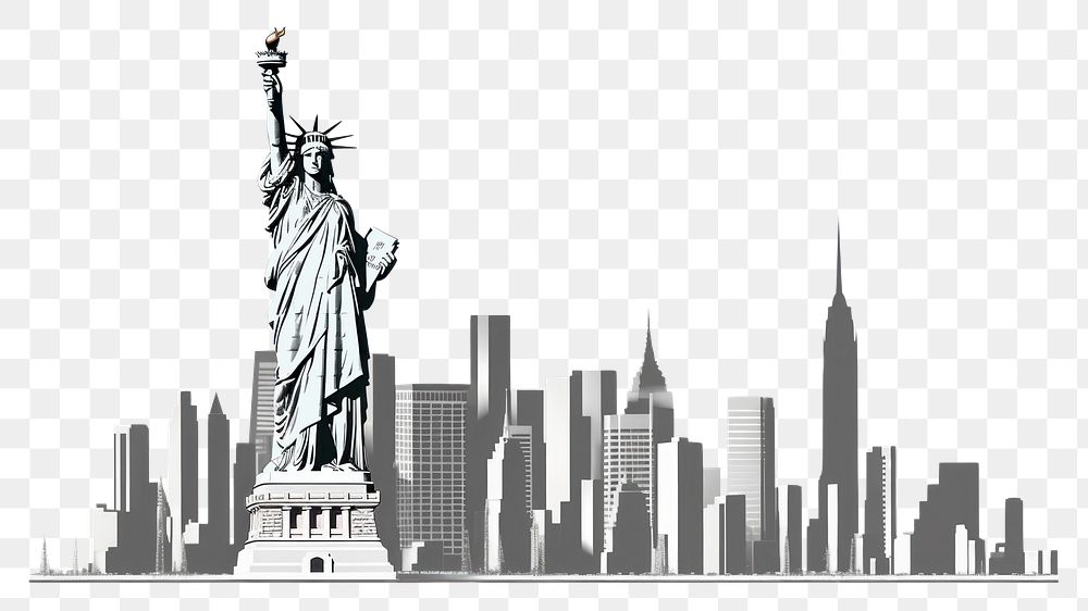 PNG City of new york silhouette metropolis landmark. AI generated Image by rawpixel.