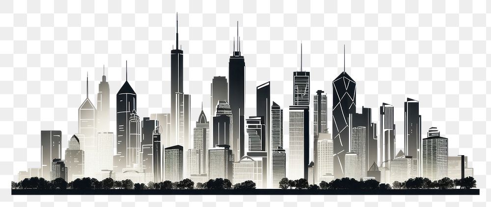 PNG City skyscrapers architecture silhouette metropolis. AI generated Image by rawpixel.